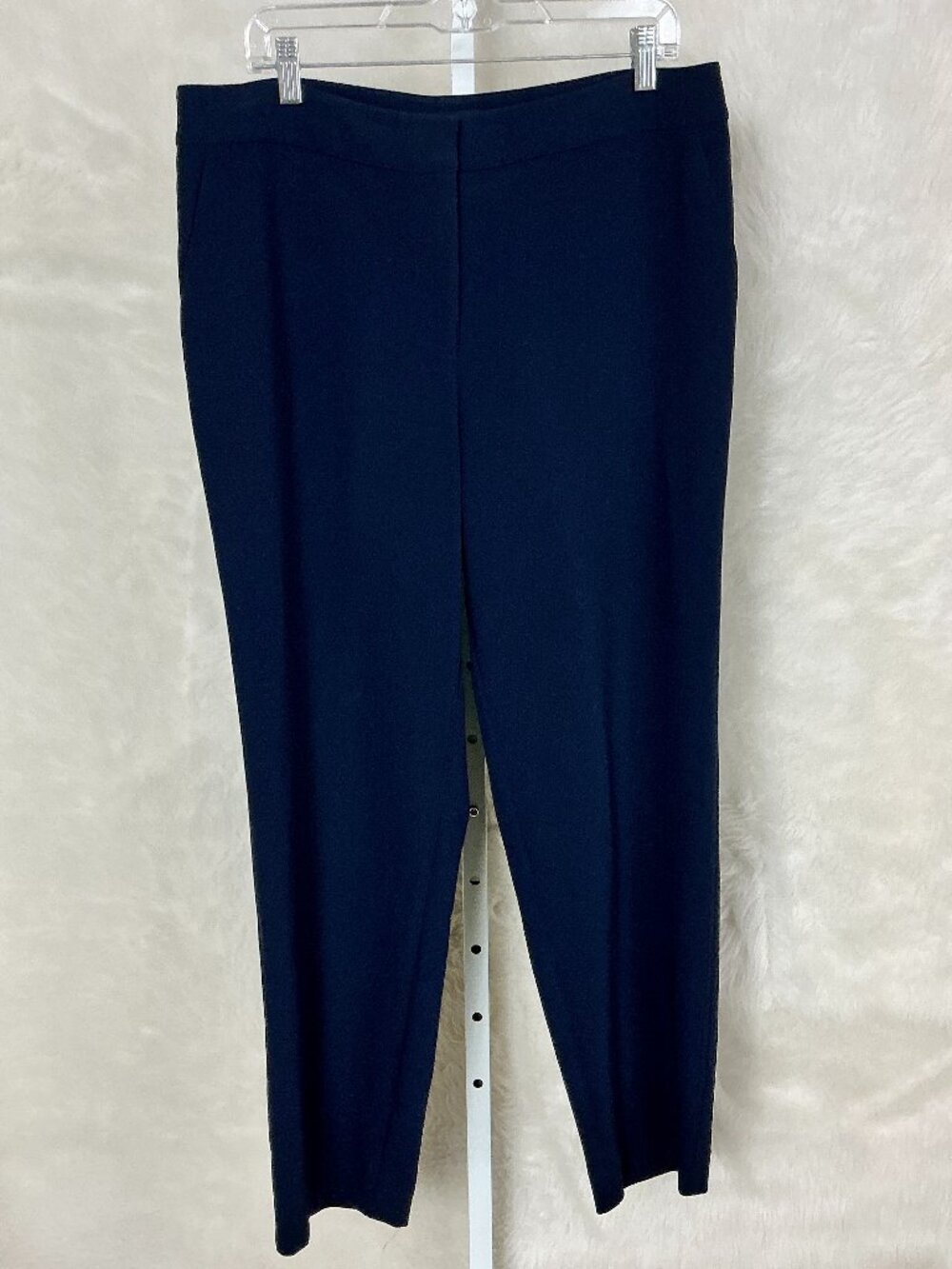 St. John Navy Blue Flat Front Crepe Triacetate Polyester Trousers Made in USA 14